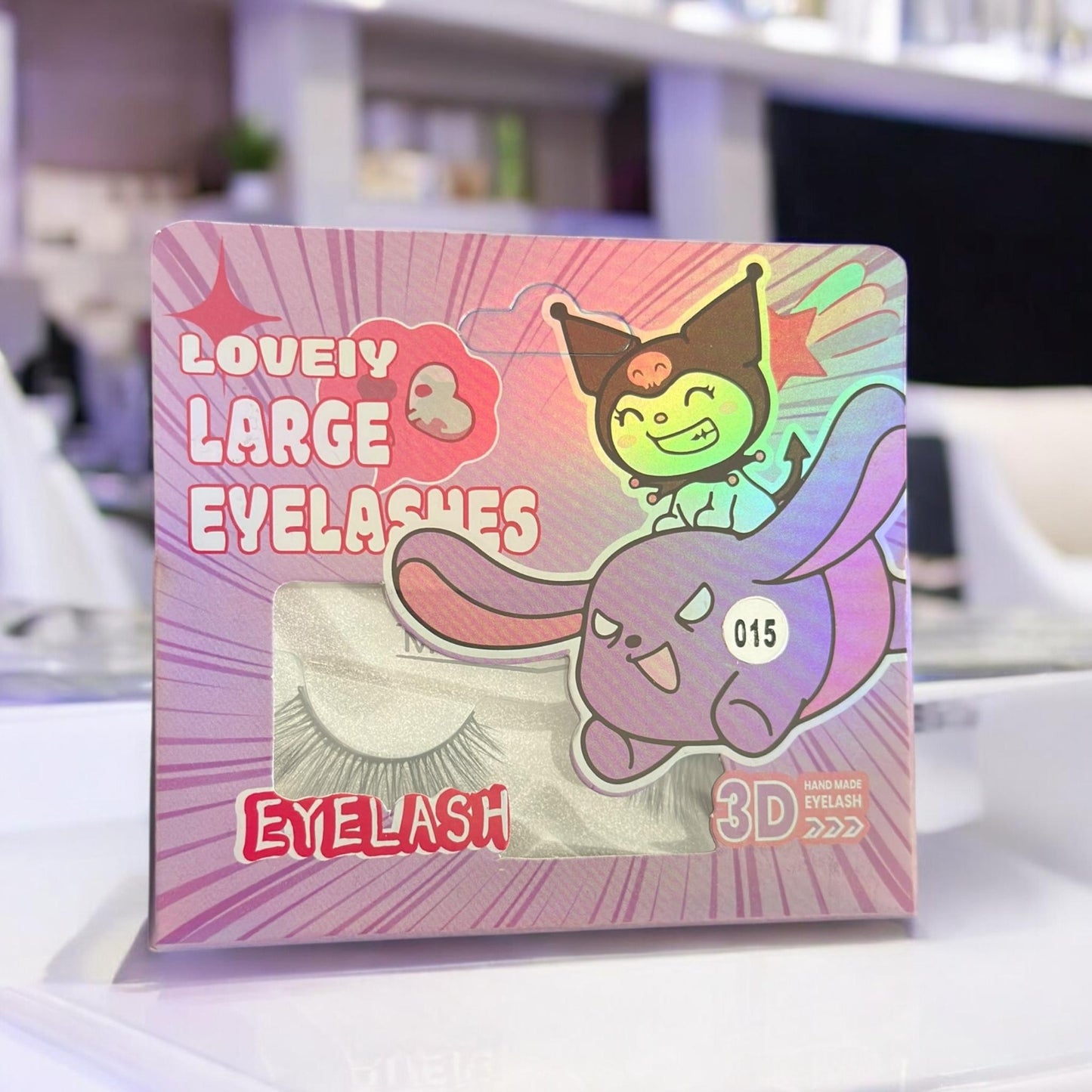 12 Pestañas Postizas Sanrio Kuromi $6.9 c/u