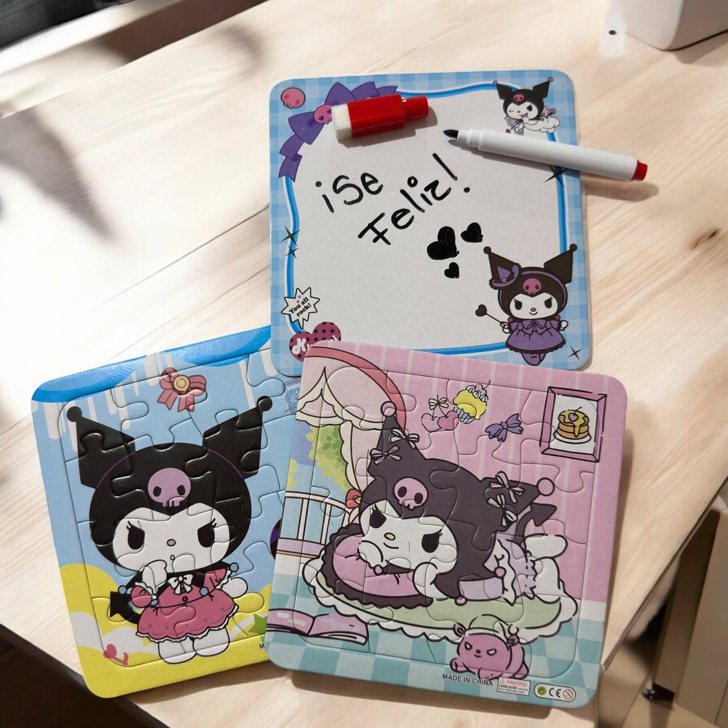 6 Rompecabezas Sanrio 2 en 1 con Pizarron y Plumón $18 c/u