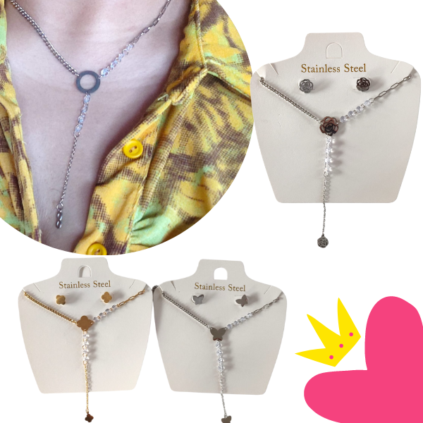 6 Sets de Acero Inoxidable Aretes y Collares $38c/u