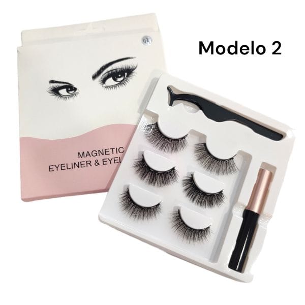 6 Paquetes 3 Par Pestañas con Imán y Delineador $54.87 c/u