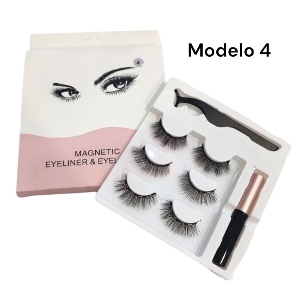 6 Paquetes 3 Par Pestañas con Imán y Delineador $54.87 c/u