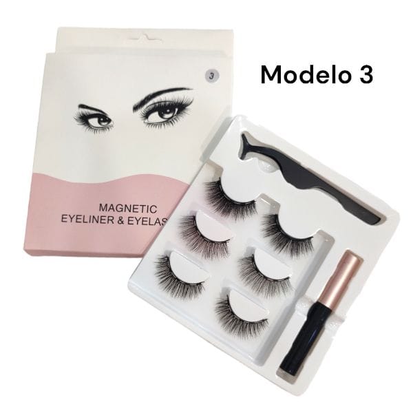 6 Paquetes 3 Par Pestañas con Imán y Delineador $54.87 c/u