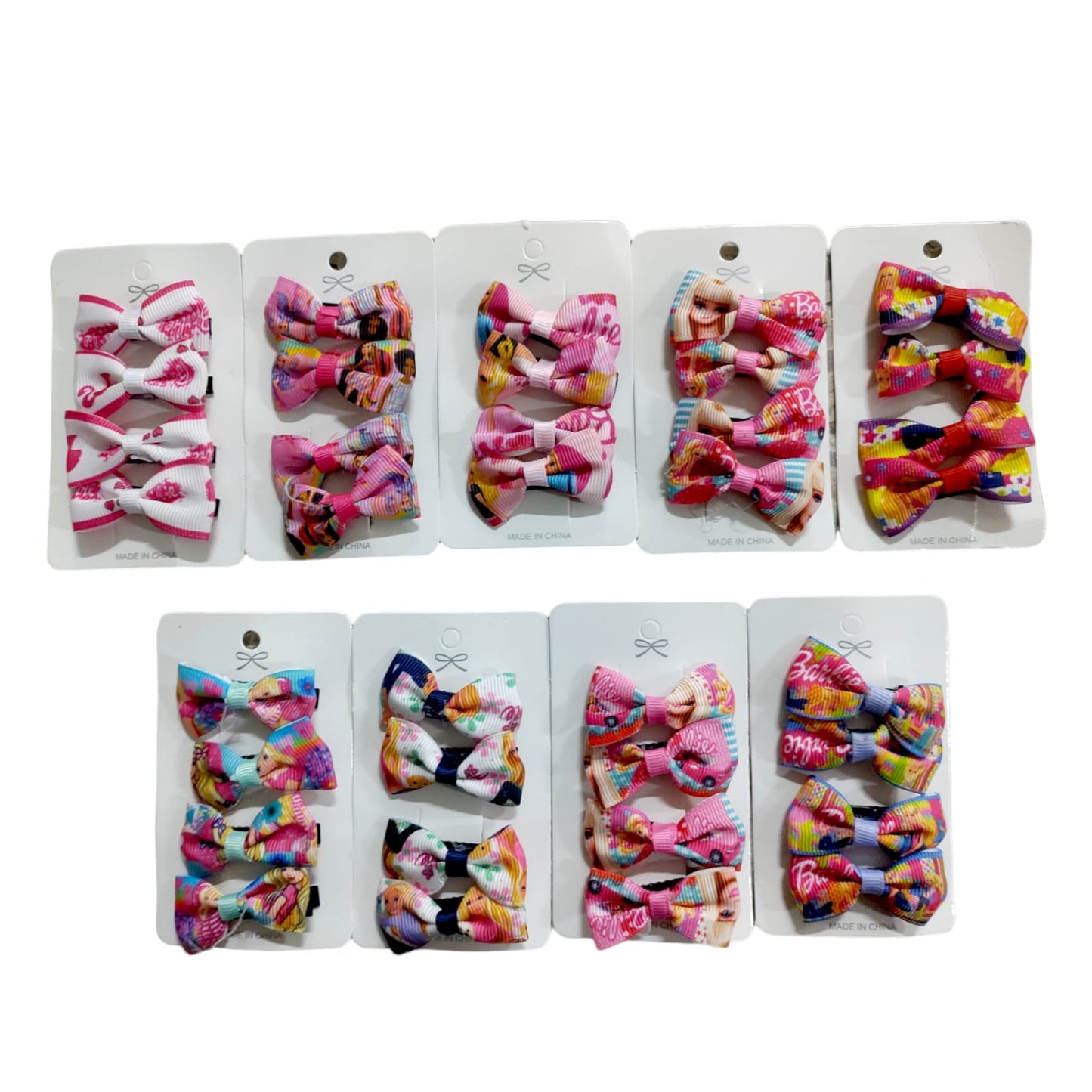 12 Sets de 4 moños barbie $8.84 c/u