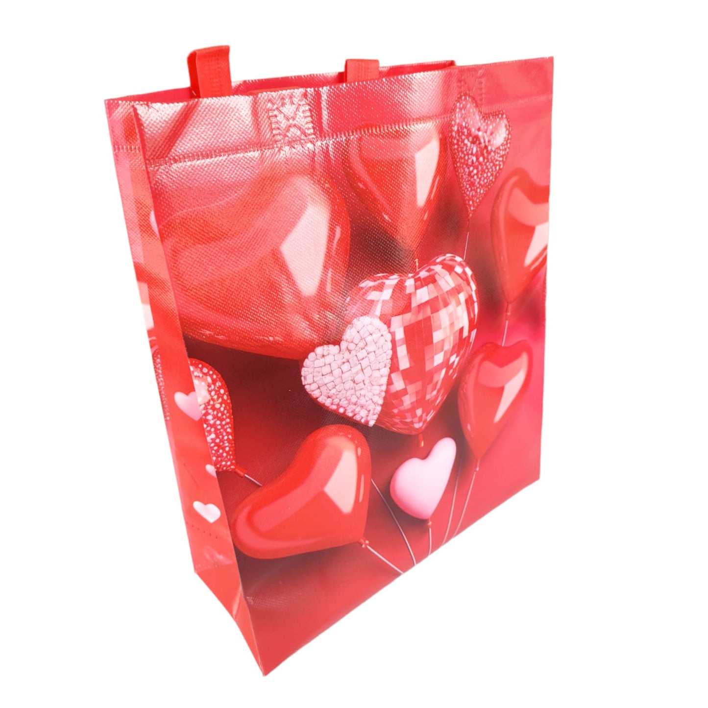 12 Bolsas G Reutilizables Decoradas con Corazones $8.5 c/u