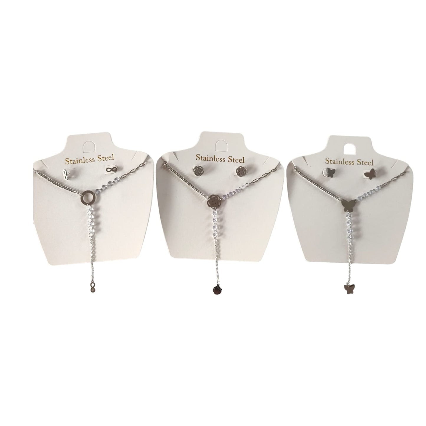 6 Sets de Acero Inoxidable Aretes y Collares $38c/u