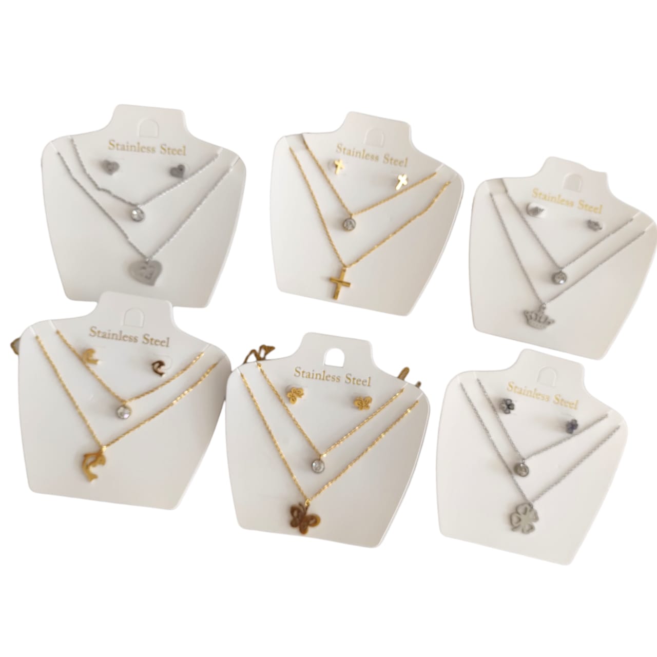 12 Sets Acero Inoxidable Aretes y Collares $26.52 c/u