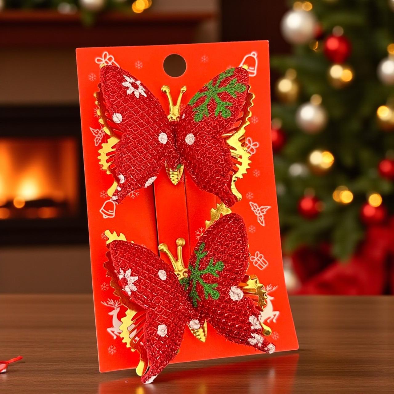 12 Pasadores de mariposa Navideñas $19 c/u