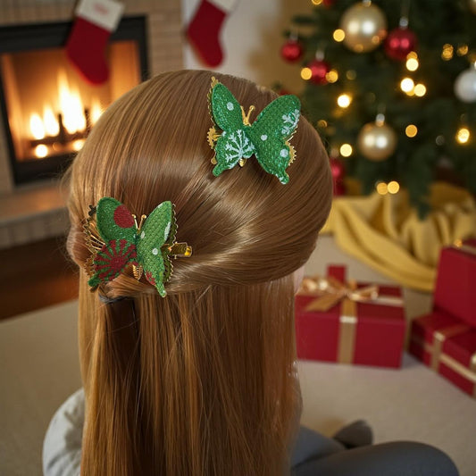 12 Pasadores de mariposa Navideñas $19 c/u