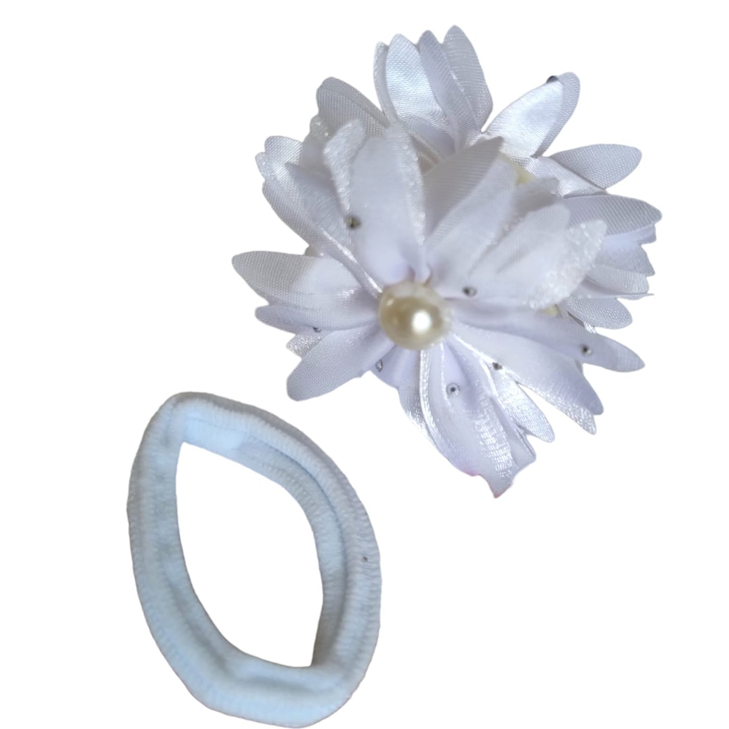 12 Sets de liga y Moño con Perlita $6.30 c/u