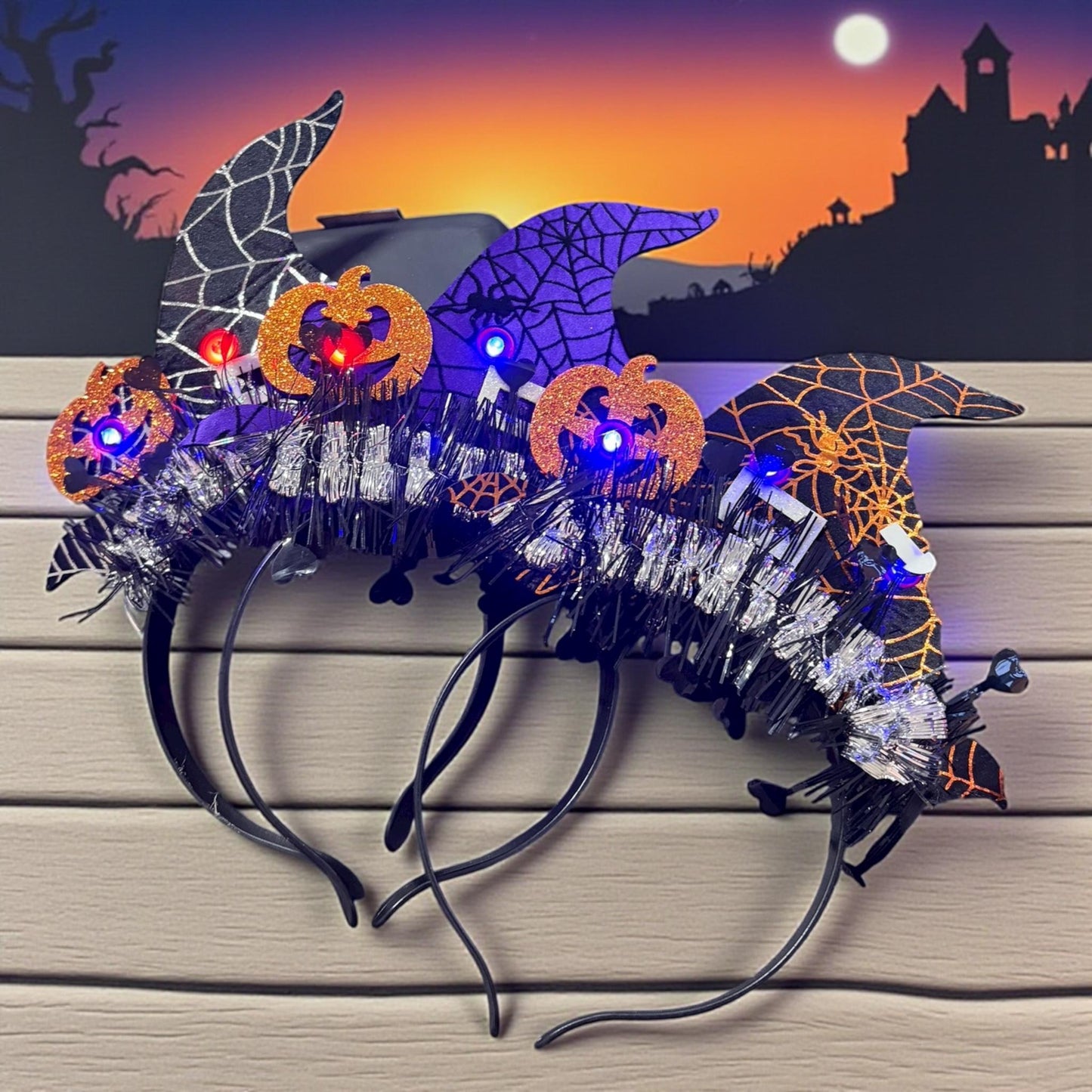12 Diademas Halloween con Luces de colores $21 c/u