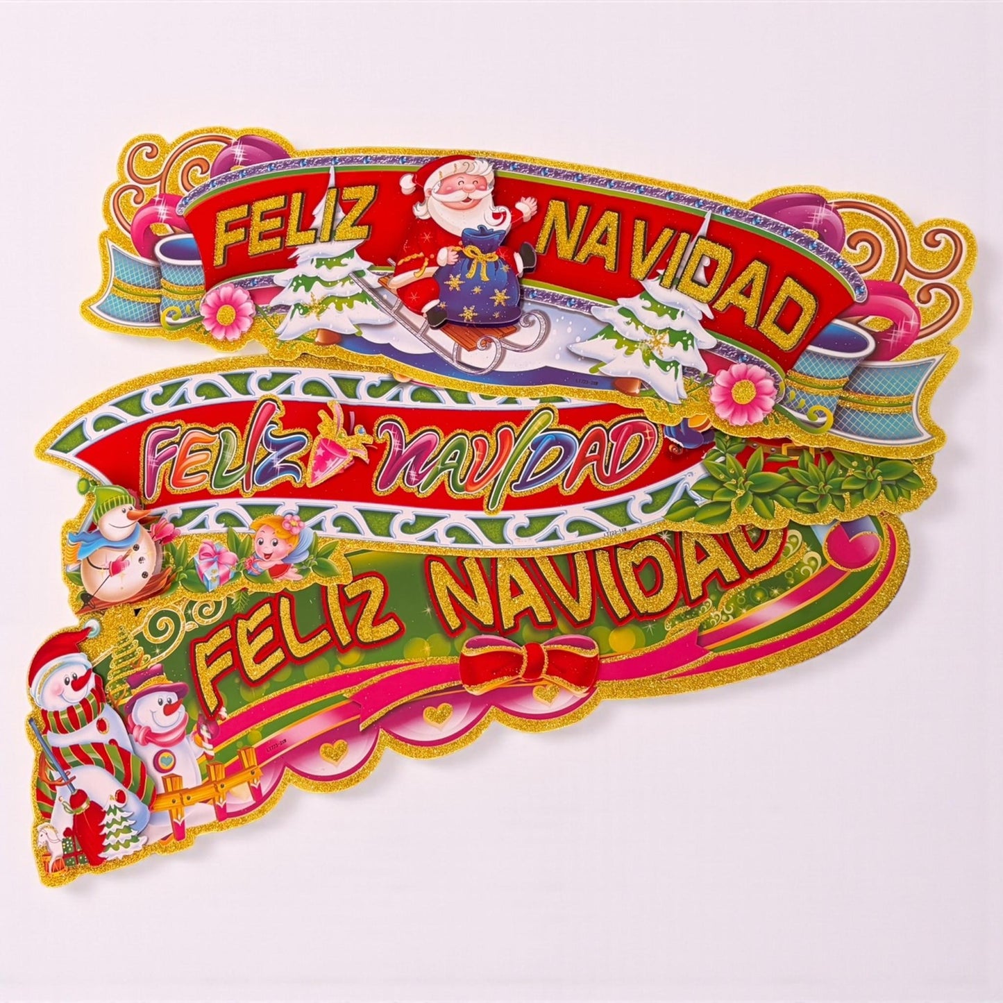 12 Letrero Feliz Navidad 52cm * 15cm $12.6 c/u
