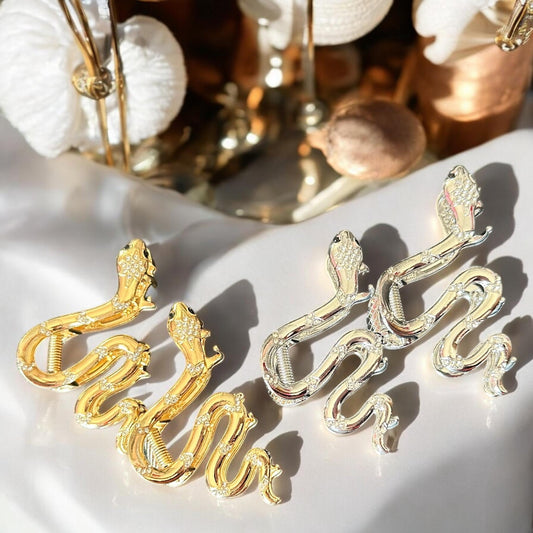 12 Pinzas Serpientes Metalicas con Pedrería $15 c/u