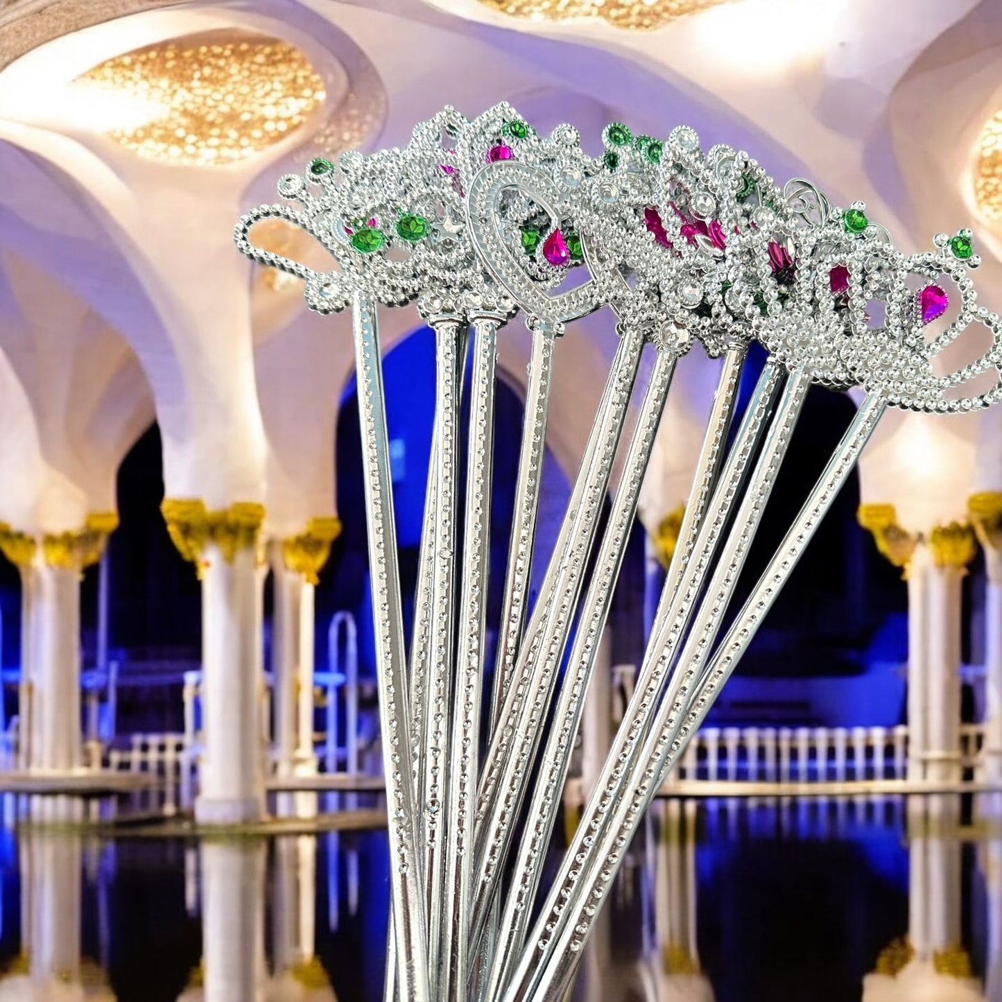 12 Varitas de Pincesa Plateada de Figuras $4.8 c/u