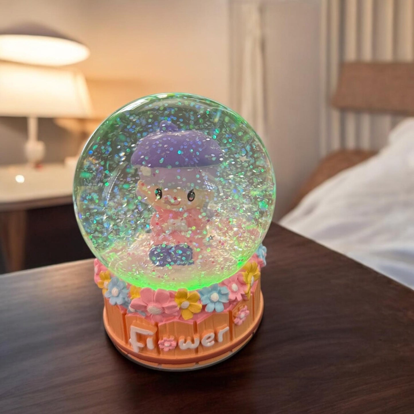 Bola de Cristal Flores con Luz