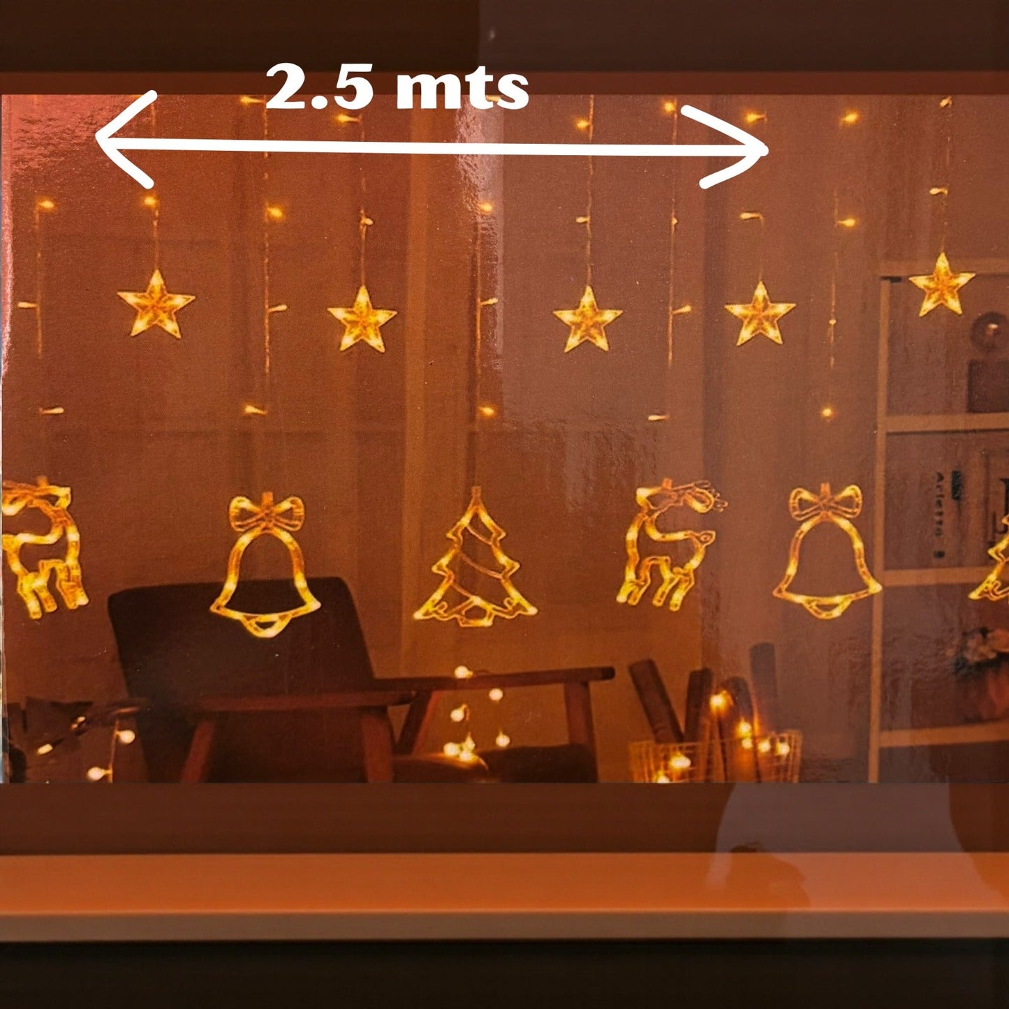 Cortina de Luz Led Estrellas y figuras Navideñas
