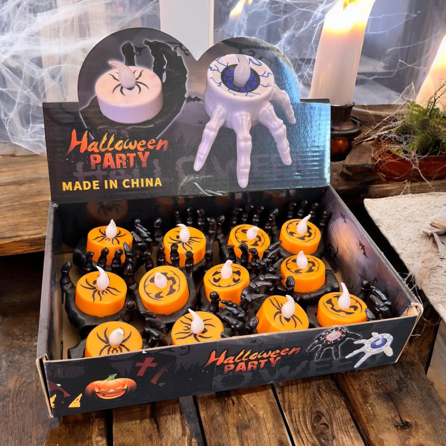 12 Manitas con Velas de Luz Halloween $15 c/u