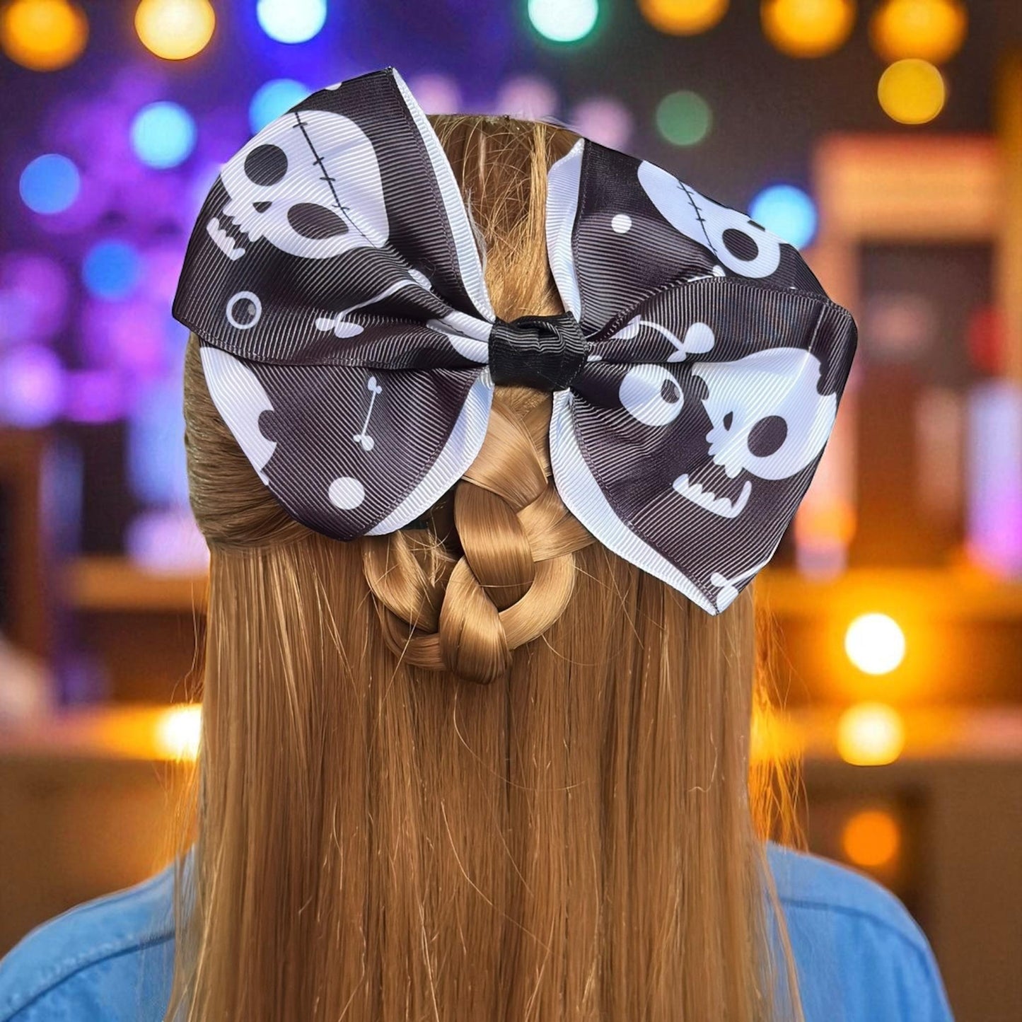 12 Moños Halloween Grandes Estampados $10 c/u