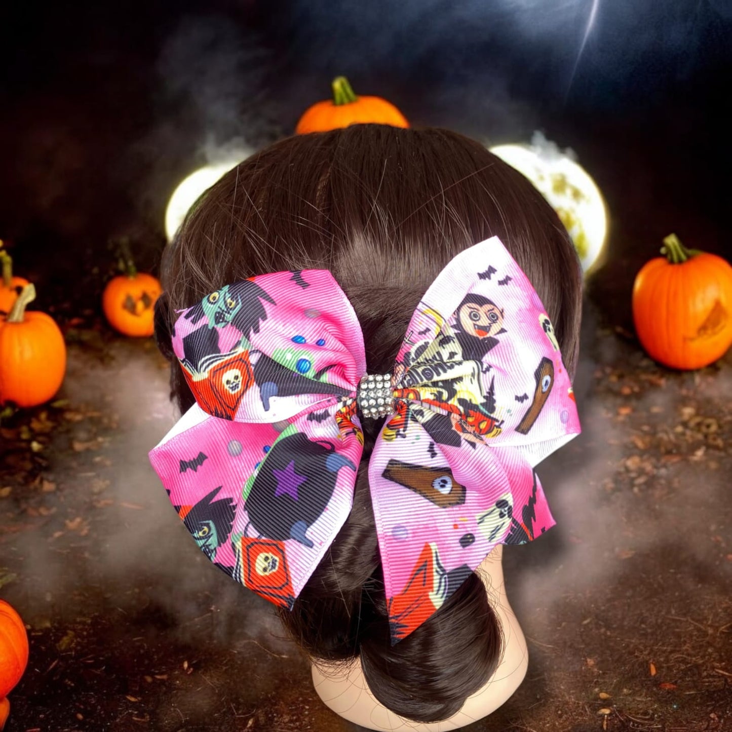 12 Moño estampado Halloween $7.2 c/u