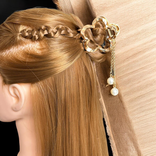 12 Pinzas Flores Metalicas Diferentes con Perlitas $18 c/u