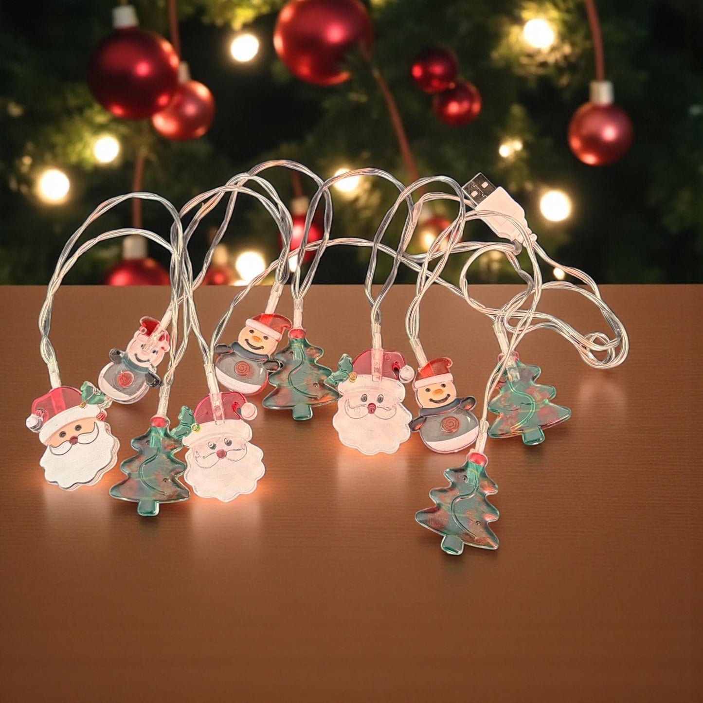 3 Serie de Luces Navideñas Arbolito y Santa 3D conector USB $36 c/u