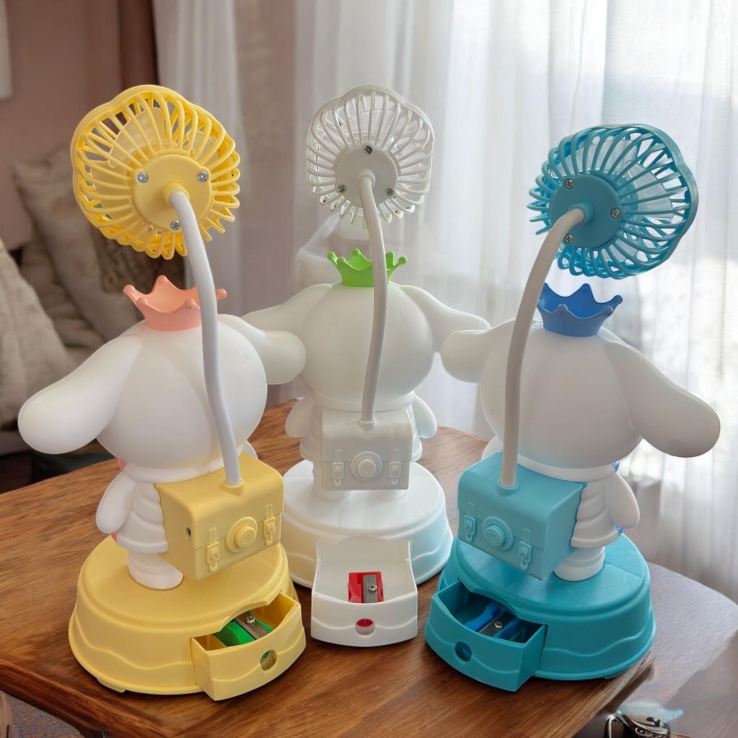 Ventilador Cinamorrol con Figura 3D y Sacpauntas