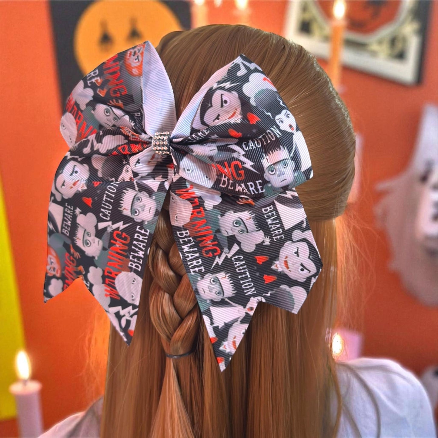 12 Moños Halloween Grandes Estampados $10 c/u