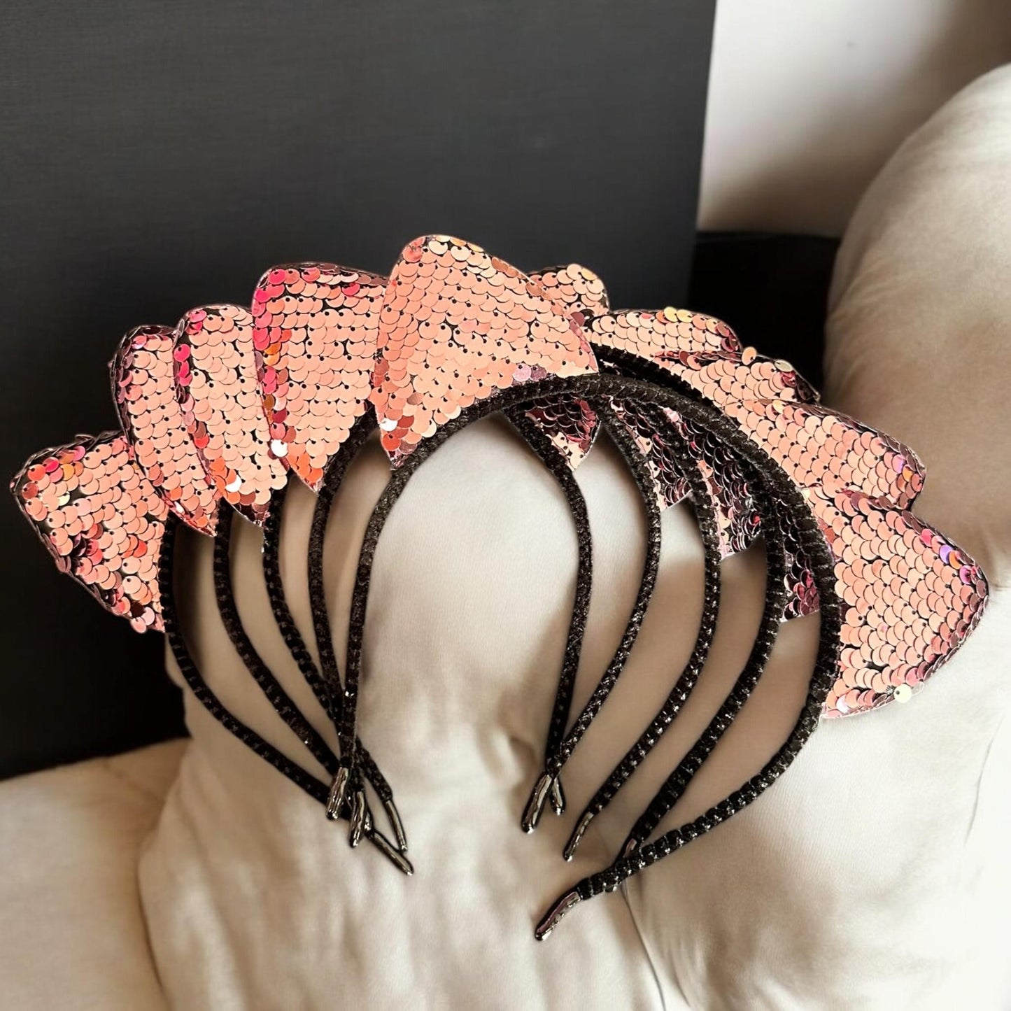 10 Diademas Reversibles Lentejuelas Gatito $6.5 c/u