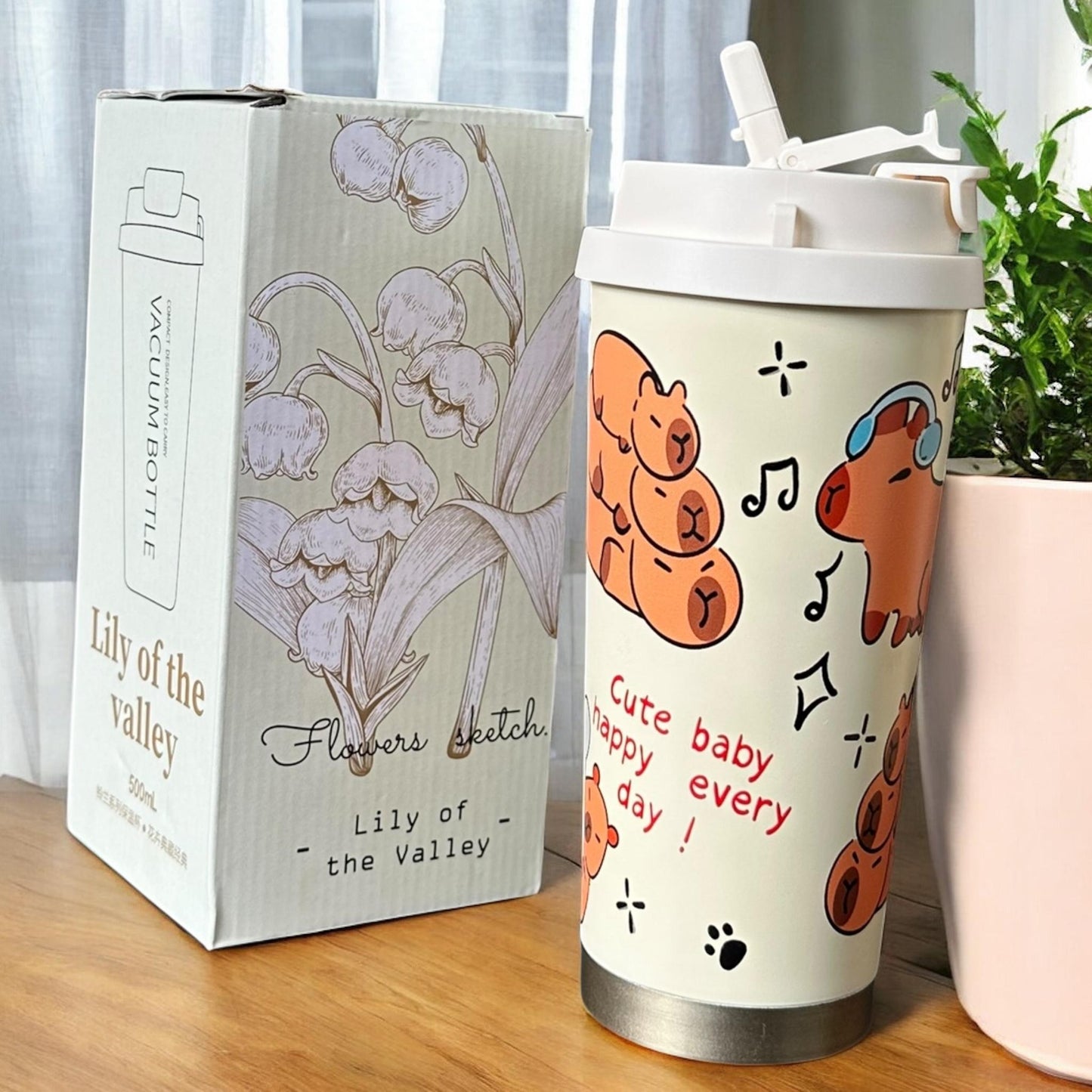 Termo Capibara Hermoso con Doble entrada y  Agarradera