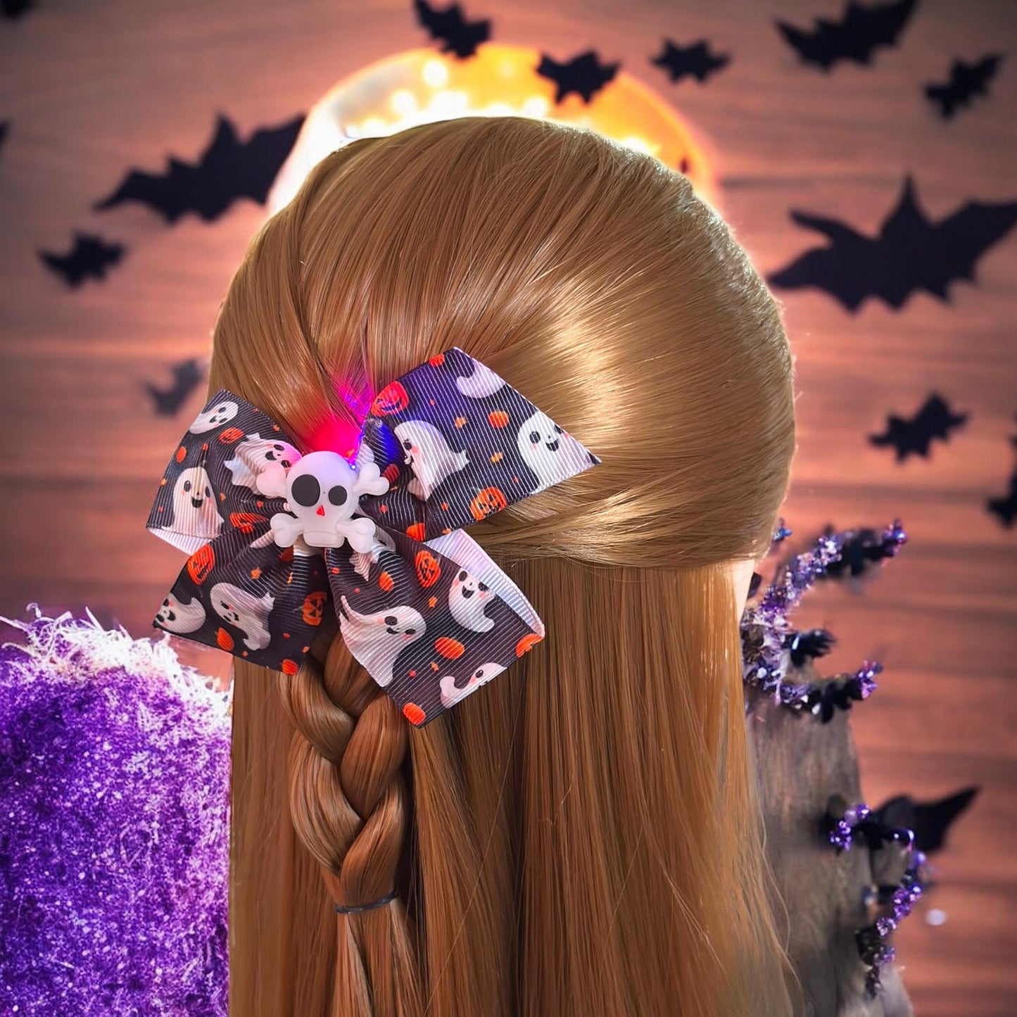 12 Moños Halloween Con Luces con Figurita $11.5 c/u