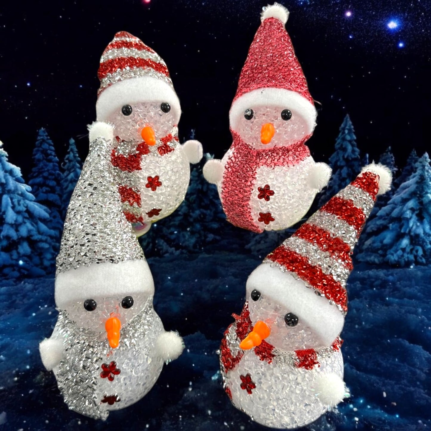 12 Muñecos de Nieve con Luces Colores $18 c/u