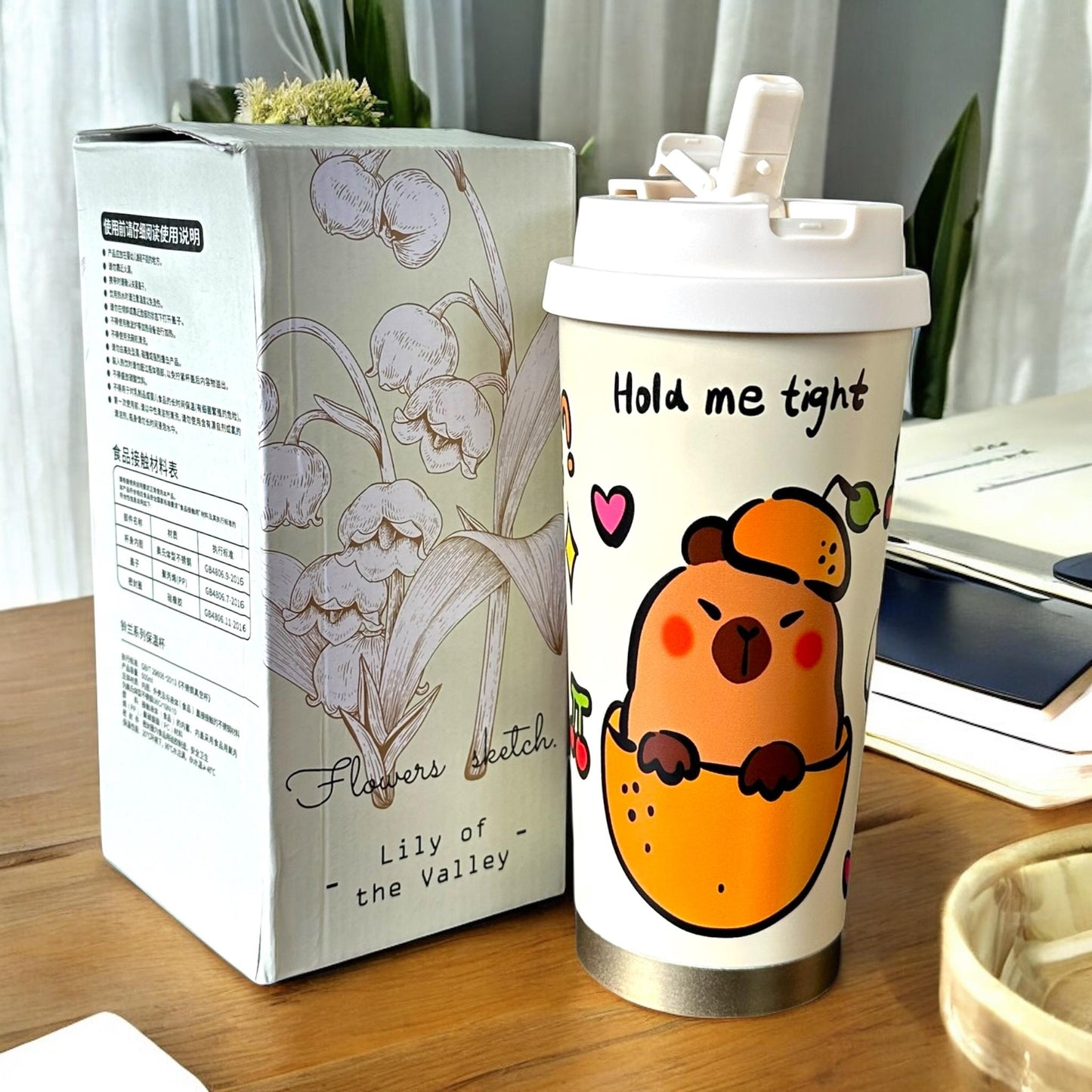 Termo Capibara Hermoso con Doble entrada y  Agarradera