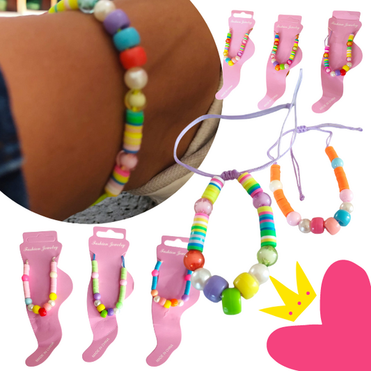 12 Pulseras Para Pies Colores Moda $6.50 c/u