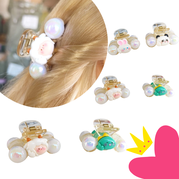 12 Pinzas Perlas Animada $5.85 c/u