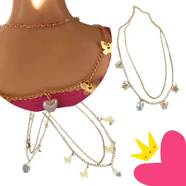 12 Collares Con Dije Y Adornos Dorados $7.80 c/u