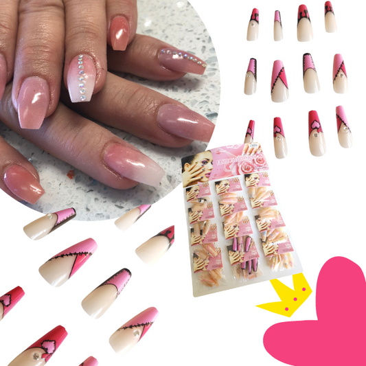 12 Sets Uñas Postizas Fashion $7.15 c/u