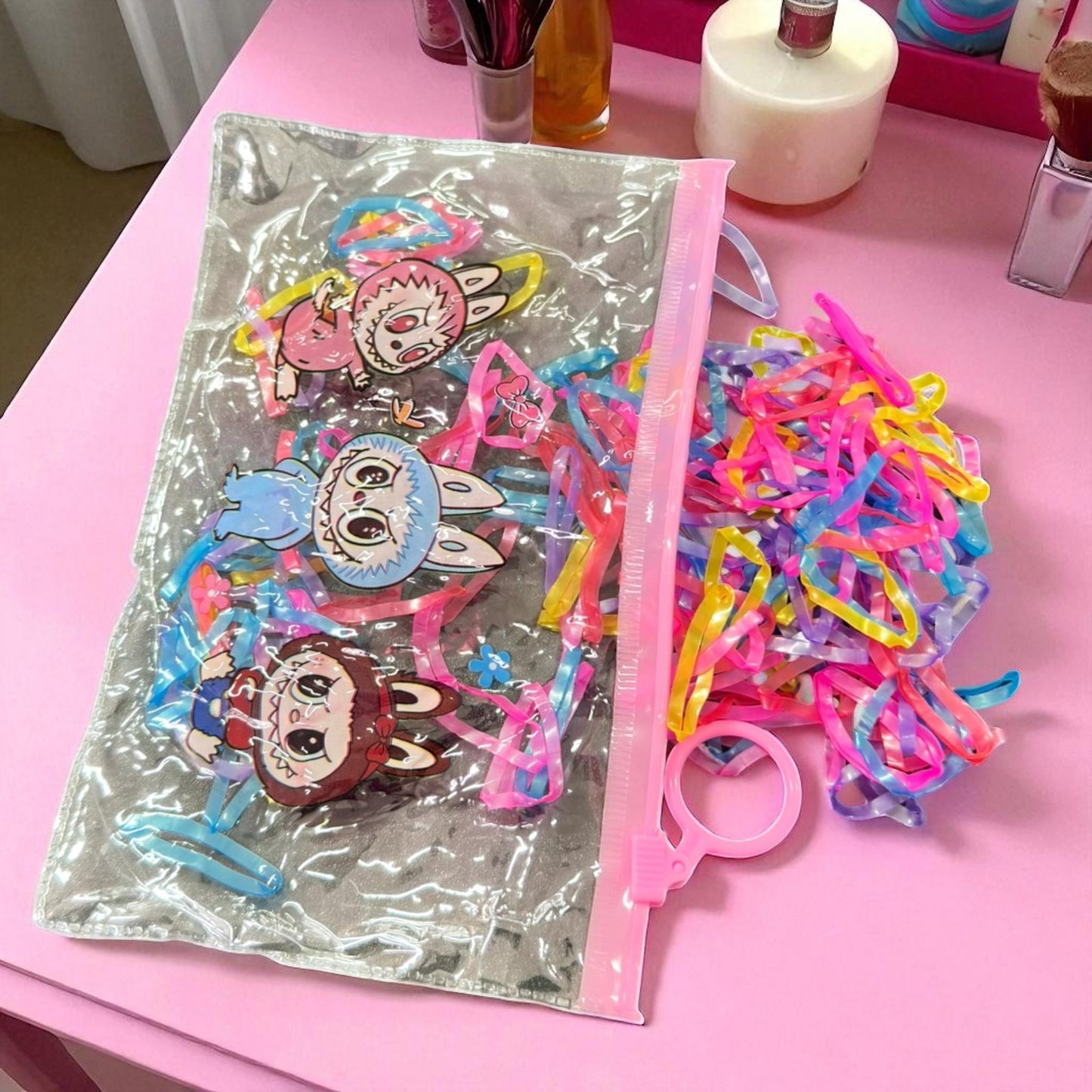 12 Bolsas Labubus Resellables con Ligas para el cabello $6 c/u