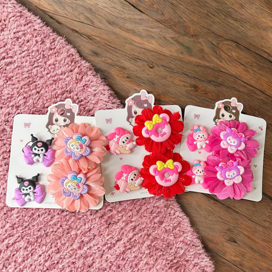 12 Sets Pares de Moños Y Ligas Sanrio/Donas $12 c/u
