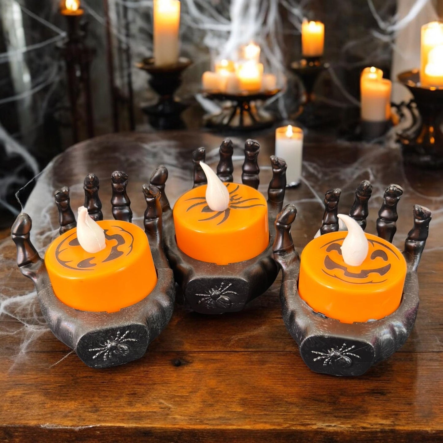 12 Manitas con Velas de Luz Halloween $15 c/u