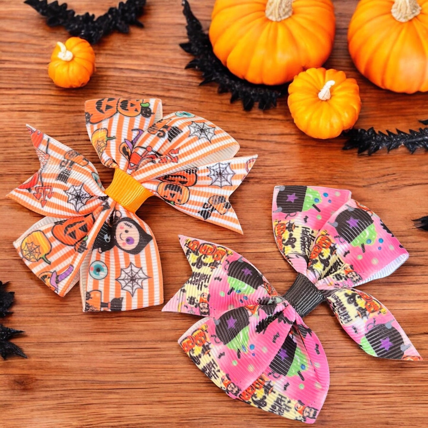 12 Moñitos Halloween Estampados  $6 c/u
