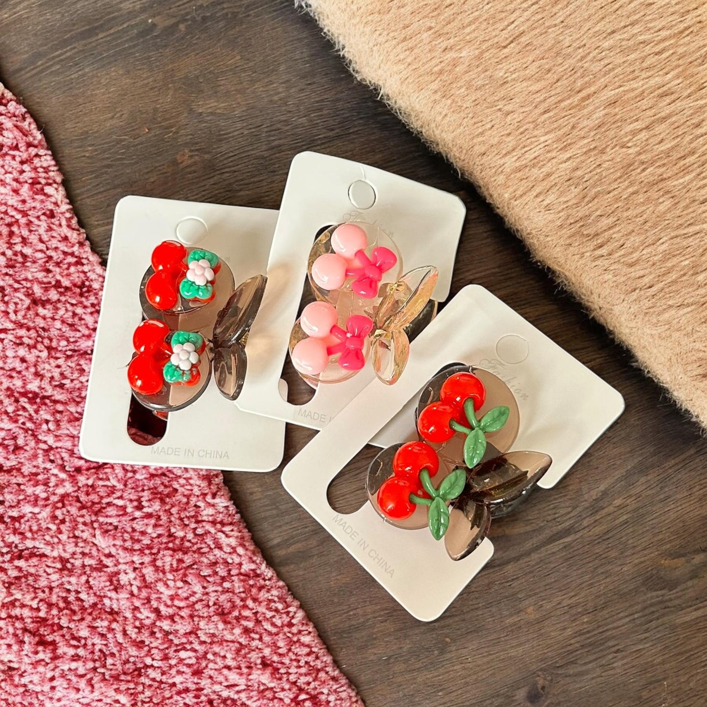 12 Pinzas Cereza Dobles CH $9 c/u