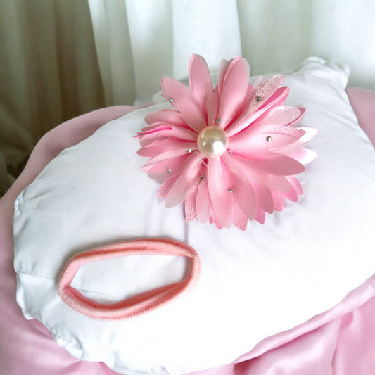 12 Sets de liga y Moño con Perlita $6.30 c/u