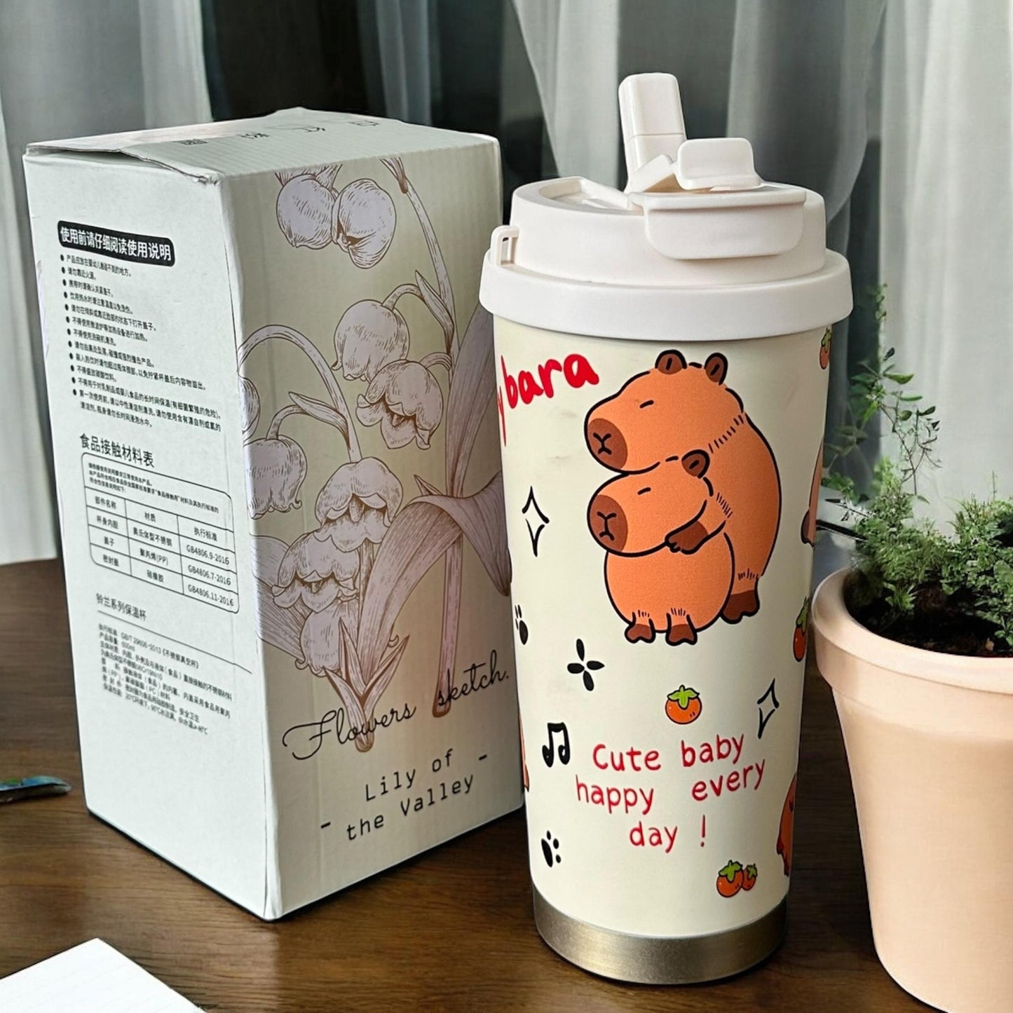 Termo Capibara Hermoso con Doble entrada y  Agarradera