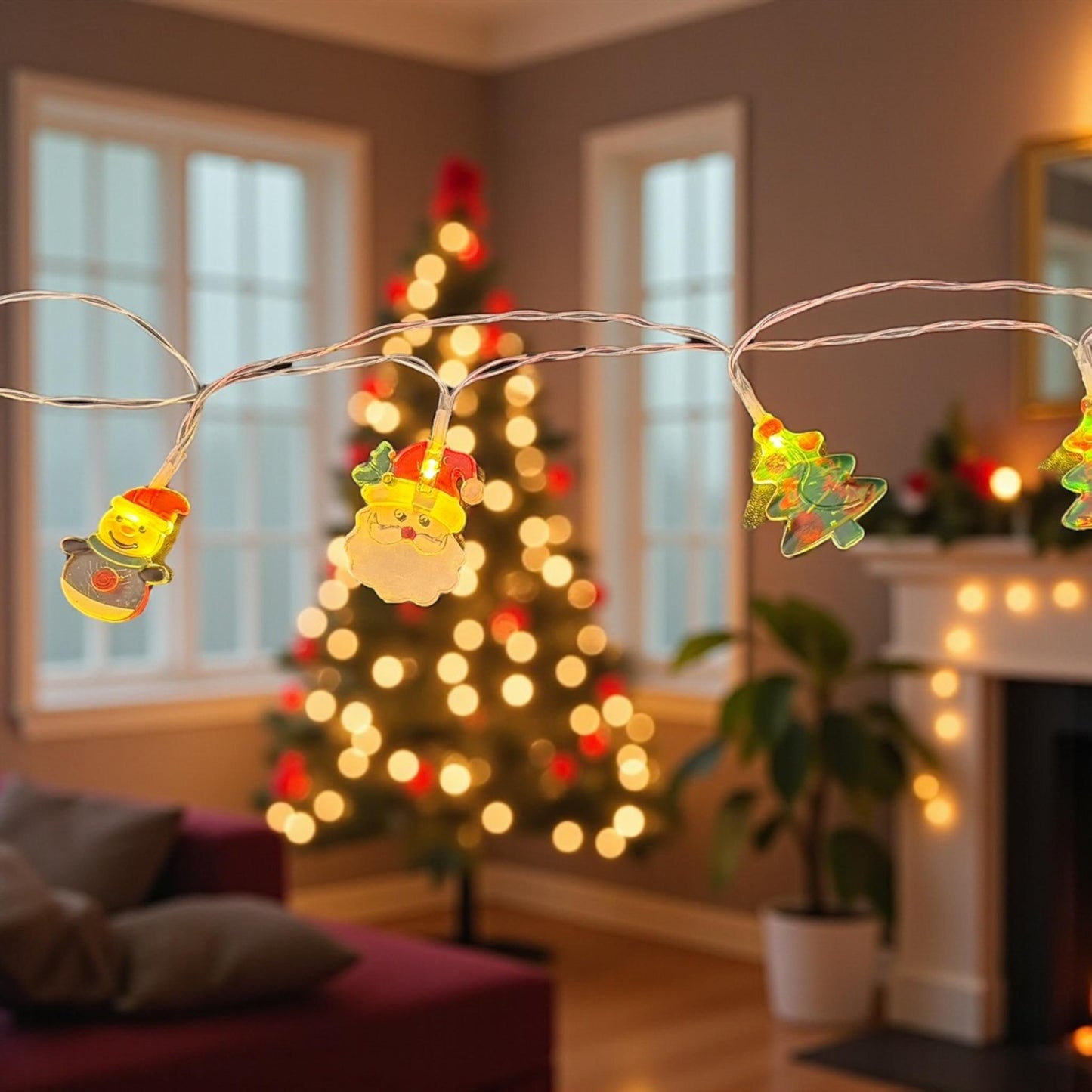 3 Serie de Luces Navideñas Arbolito y Santa 3D conector USB $36 c/u