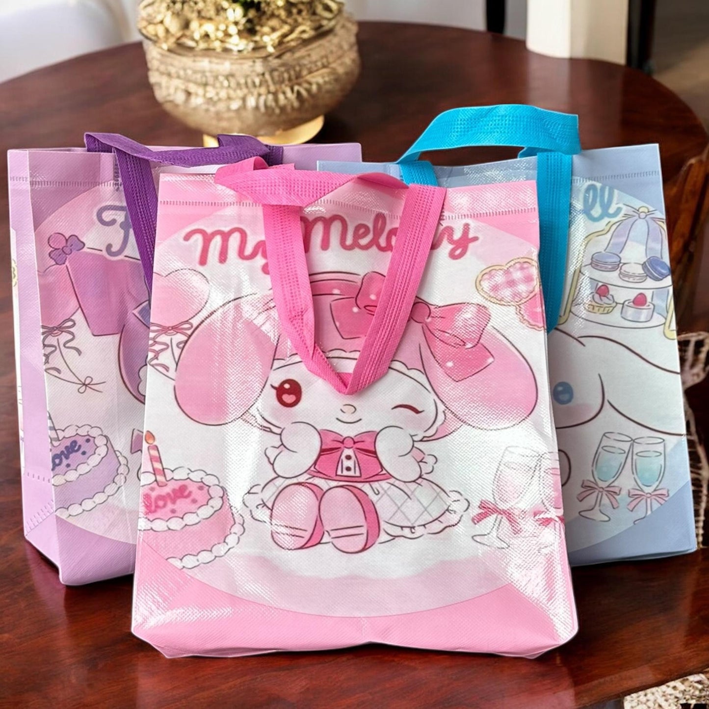 12 Bolsa reutilizable diseños Sanrio $6.3 c/u