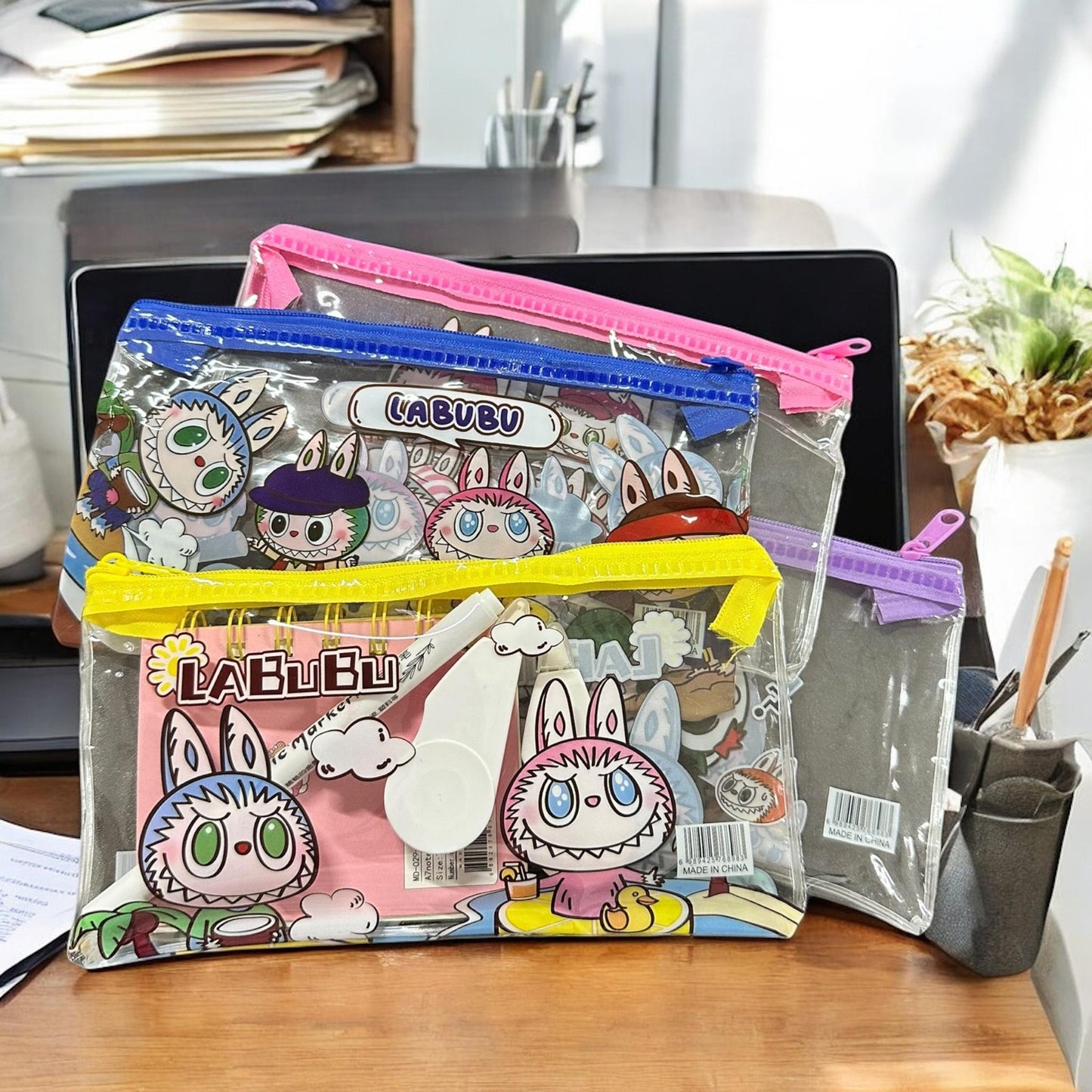 12 Lapiceras Labubu de Plastico con Cierre $5.8 c/u