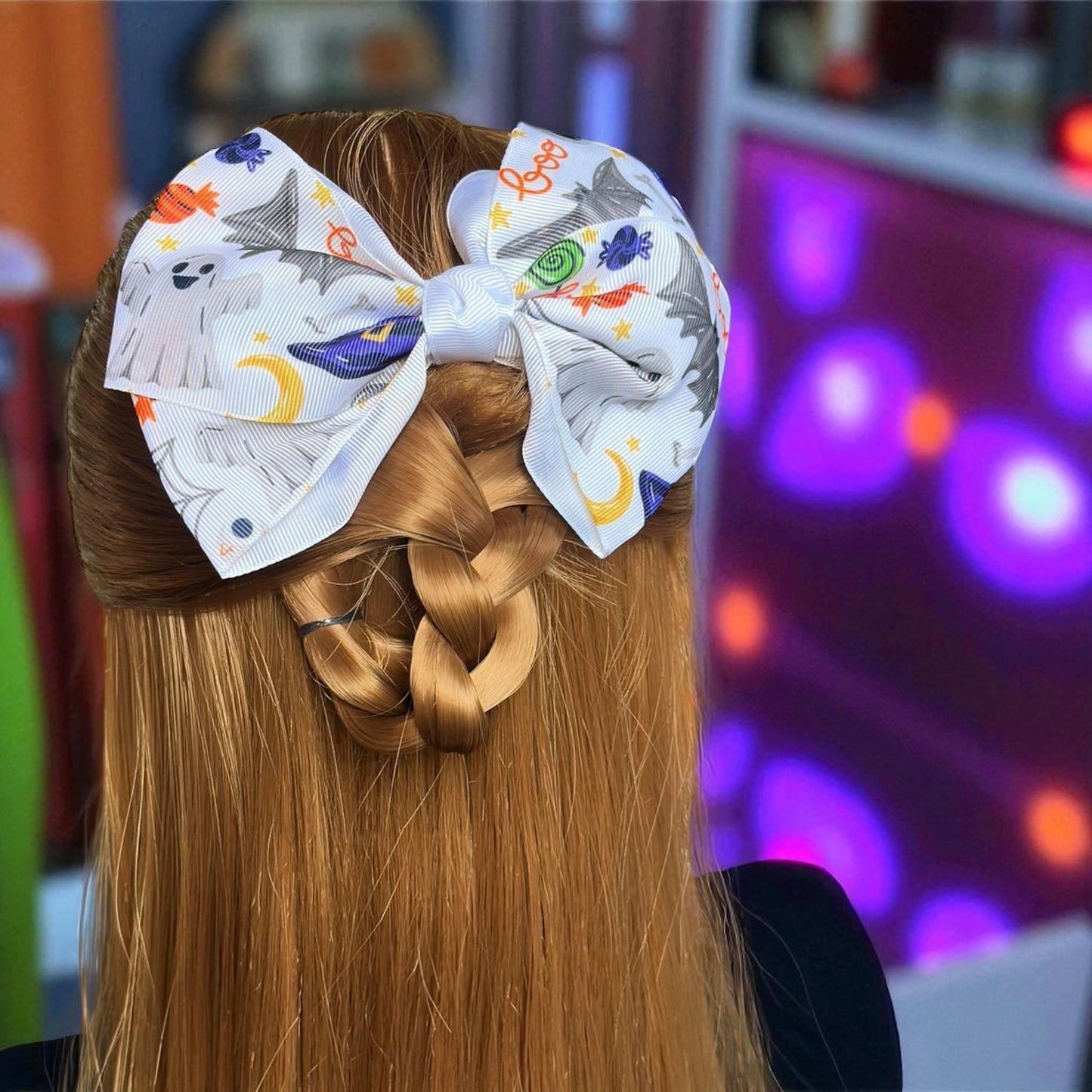 12 Moños Halloween Grandes Estampados $10 c/u