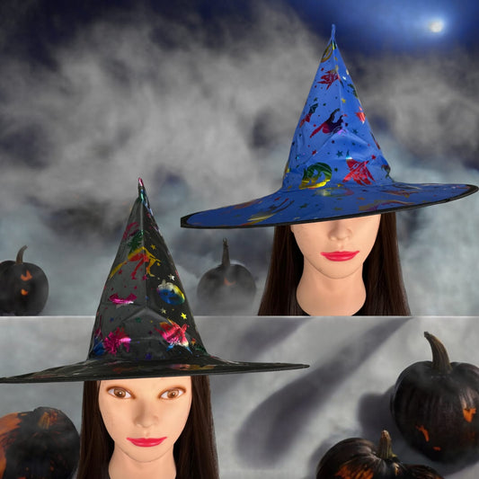 12 Sombreros Brujita Estampado Halloween $16.9 c/u