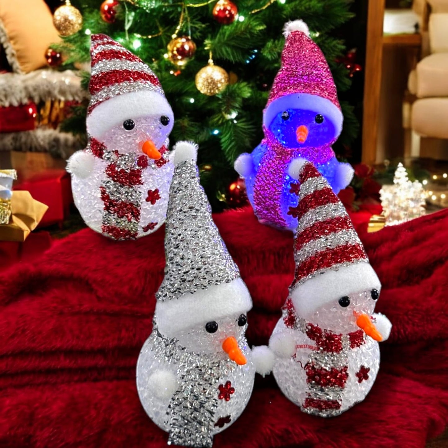 12 Muñecos de Nieve con Luces Colores $18 c/u