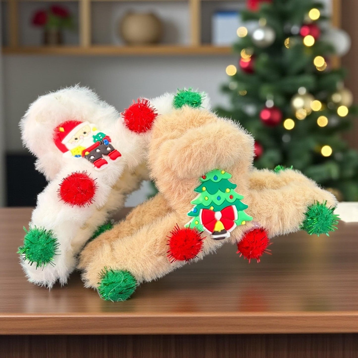 12 Pinzas navideñas Decoradas mini pompom $12.75 c/u