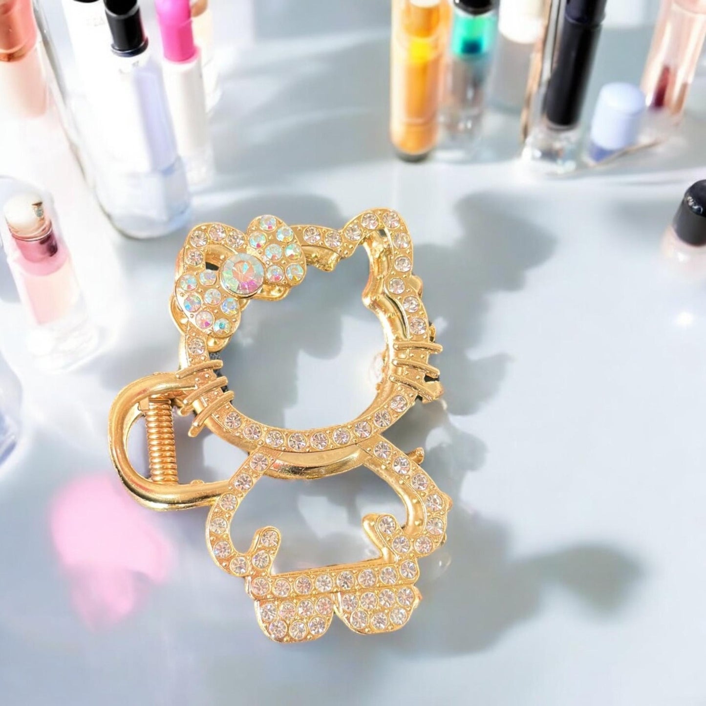 12 Pinzas Kitty Silueta Pedrería $22 c/u